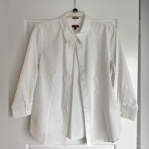 Talbots white button-down 3/4 sleeve